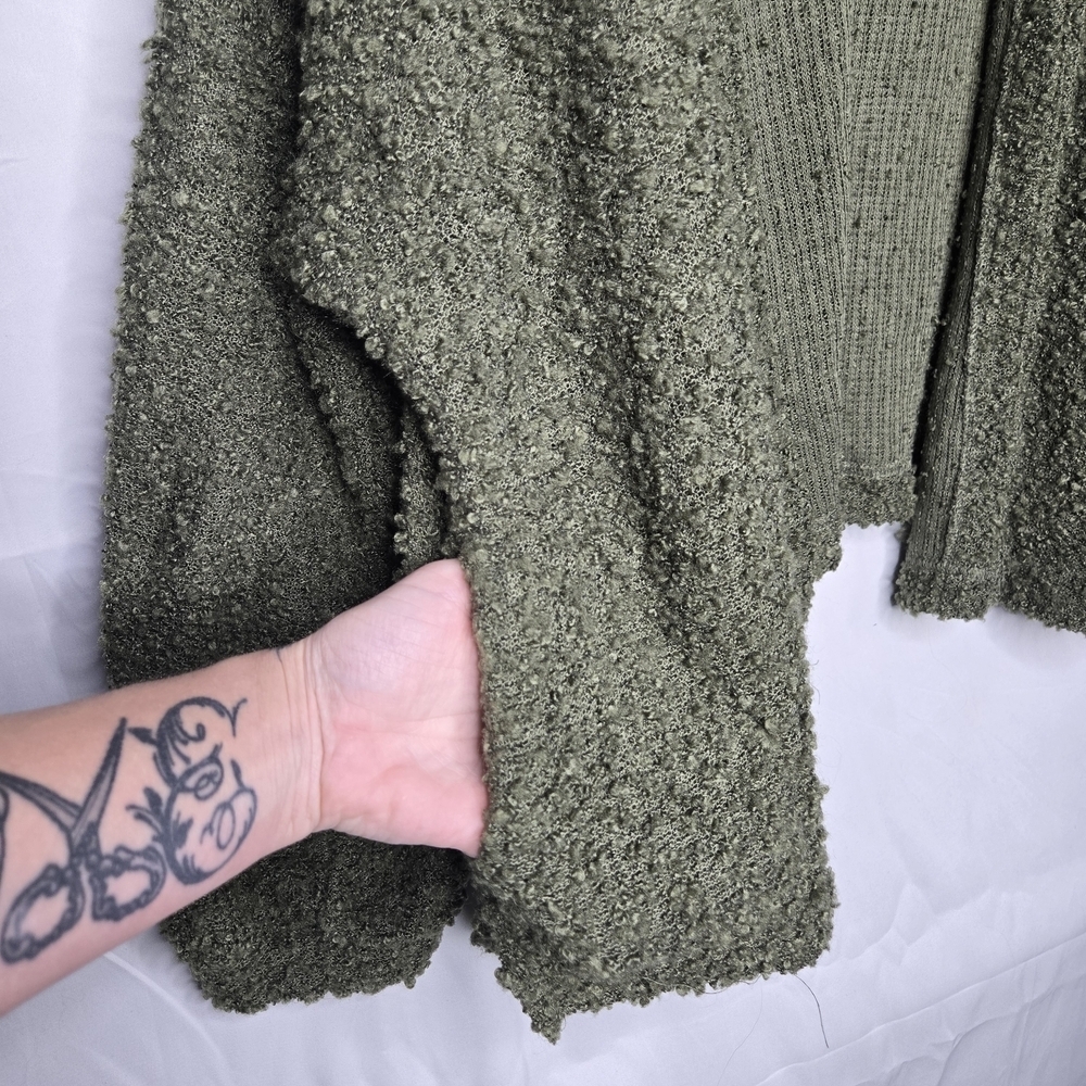 Wild Fable Olive Green Bouclé Knit Open-Front Cardigan | Size Large EUC - Picture 2 of 6